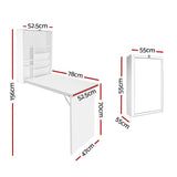 Artiss Computer Desk Bookshelf Wall Mount White - Front View