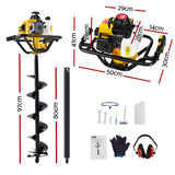 Giantz Post Hole Digger 200mm Petrol Drill Auger Extension Bits - Front View