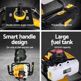 Giantz 82CC Post Hole Digger 300mm Petrol Drill Auger Extension Bits - Rear View