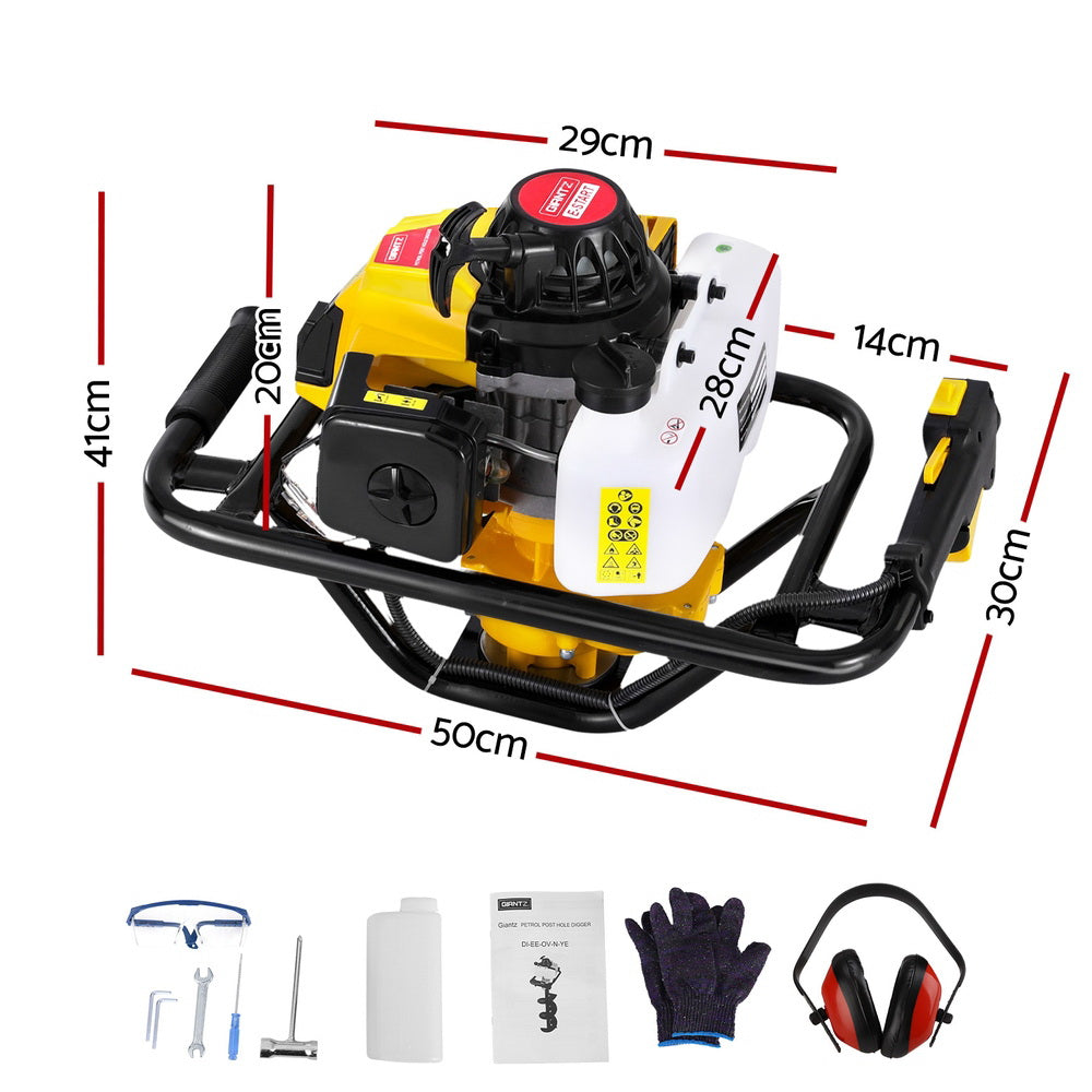 Giantz Post Hole Digger Motor Only Petrol Engine Yellow