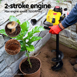 Giantz Post Hole Digger Motor Only Petrol Engine Yellow - Top-Down View