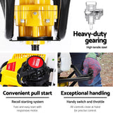 Giantz Post Hole Digger Motor Only Petrol Engine Yellow - Rear View