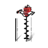 Giantz Post Hole Digger 200mm Petrol Drill Extension Bits Auger - Front View