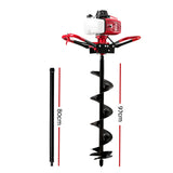 Giantz Post Hole Digger 200mm Petrol Drill Extension Auger Bits - Front View