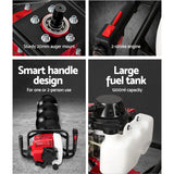 Giantz 80CC Post Hole Digger 200mm Petrol Drill Extension Auger Bits - Close-Up Angle