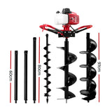 Giantz Post Hole Digger Petrol Motor Drill Extension Auger Bits Kits