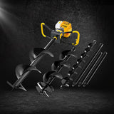 Giantz 74CC Post Hole Digger Petrol Motor Drill Extension Auger Bits Kits - Close-Up Angle