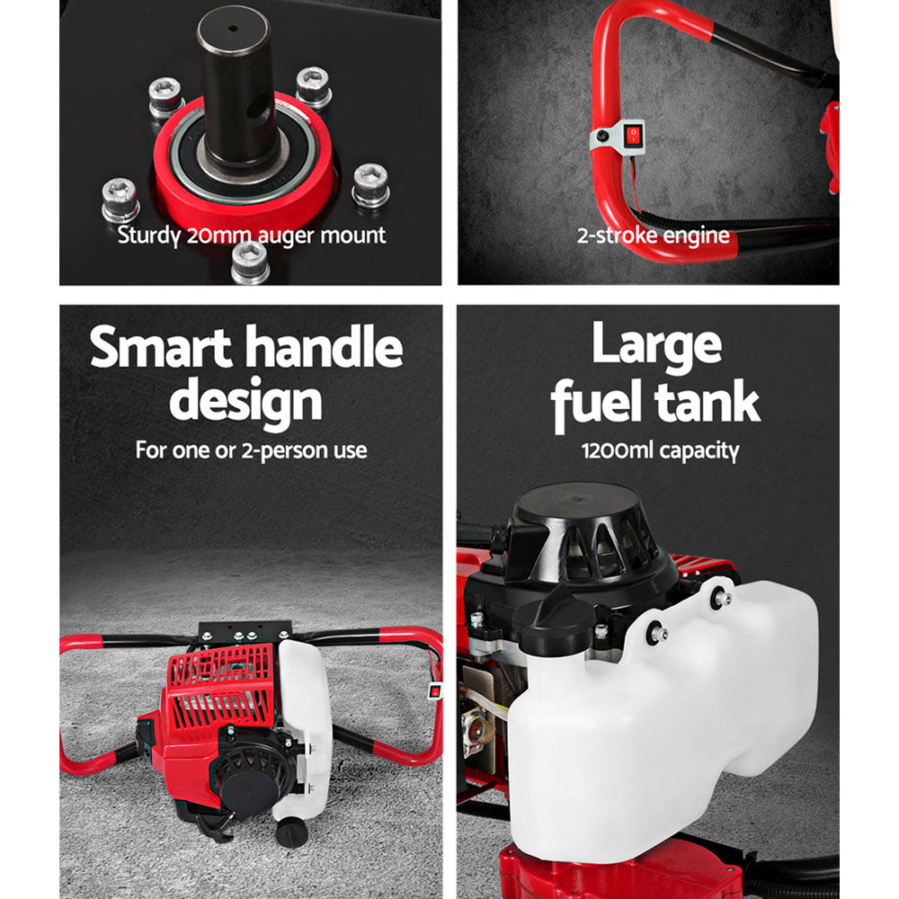 Giantz Petrol Post Hole Digger Motor Only Engine Red