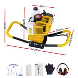 Giantz 74CC Post Hole Digger Motor Only Petrol Engine Yellow - Front View
