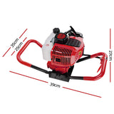 Giantz Post Hole Digger Motor Only Petrol Engine Red - Front View