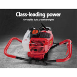 Giantz 80CC Post Hole Digger 200mm Petrol Drill Extension Bits Auger - Side View