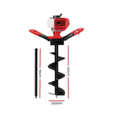 Giantz Post Hole Digger 300mm Petrol Drill Extension Bits Auger - Front View
