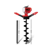 Giantz 66CC Post Hole Digger 200mm Petrol Drill Extension Auger Bits - Front View