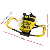 Giantz 80CC Post Hole Digger Motor Only Petrol Engine Yellow - Front View