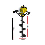 Giantz 92CC Post Hole Digger 300mm Petrol Drill Auger Extension Bits - Front View