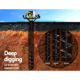 Giantz 92CC Post Hole Digger Petrol Drill Auger Extension Bits - Rear View