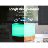 Devanti Aroma Diffuser Aromatherapy Light Wood 500ml - 45-Degree Angle
