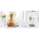 Devanti Aroma Diffuser Aromatherapy Light Wood 400ml - Front View