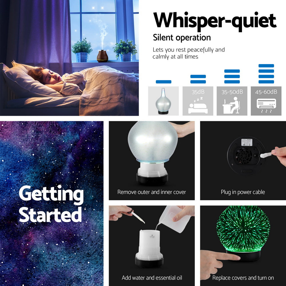 Devanti 4-in-1 Ultrasonic Aroma Diffuser with 3D Light Effect and Humidifier