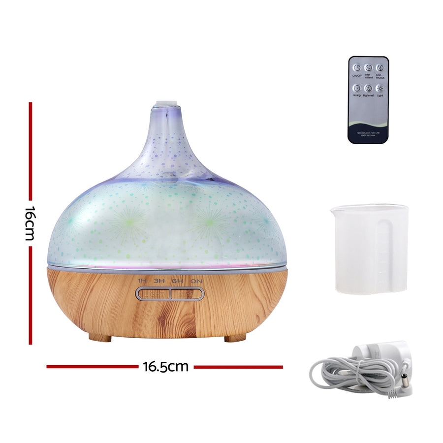 Devanti Aroma Diffuser Aromatherapy 3D Glass 400ml, image 2
