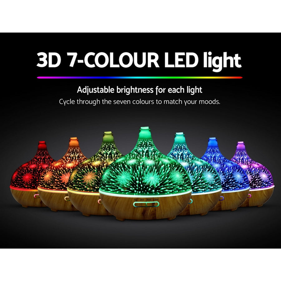 Devanti Aroma Diffuser Aromatherapy 3D Glass 400ml, image 3