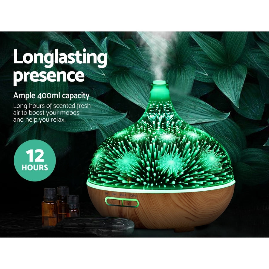 Devanti Aroma Diffuser Aromatherapy 3D Glass 400ml, image 4