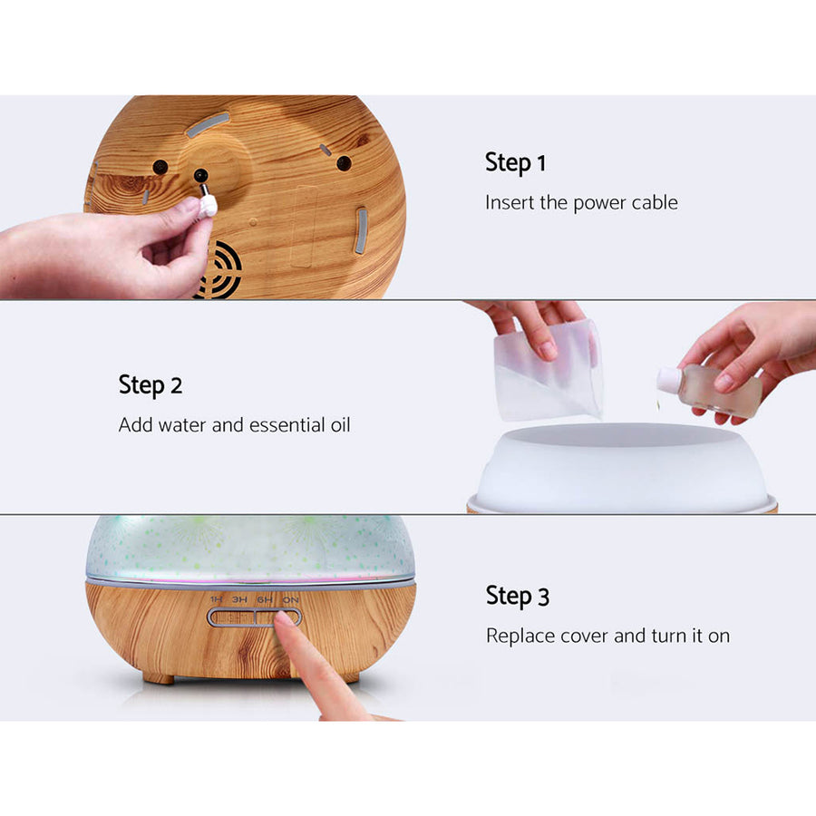 Devanti Aroma Diffuser Aromatherapy 3D Glass 400ml, image 7