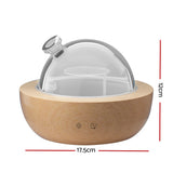 Devanti Ultrasonic 4-in-1 Aroma Diffuser with Glass Dome and Wood Base - 200ml Capacity - Front View