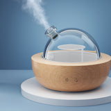 Devanti Ultrasonic 4-in-1 Aroma Diffuser with Glass Dome and Wood Base - 200ml Capacity - Low Angle