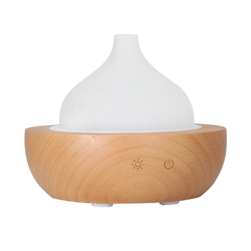 Devanti Ultrasonic Essential Oil Diffuser with LED Night Light and Humidifier - Glass and Wood Design