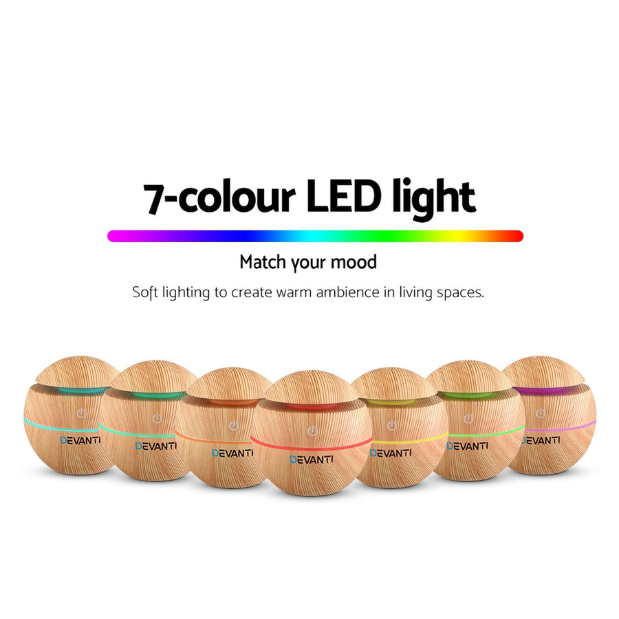 Devanti Aroma Diffuser Aromatherapy Light Wood 130ml, image 4