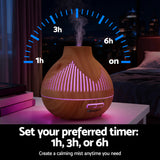 Devanti Ultrasonic Aroma Diffuser Aromatherapy 400ml LED Lights Iron Humidifier Forest Light wood grain - Close-Up Angle