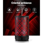 Devanti black 100ml ultrasonic aroma diffuser with fan pattern metal cover, remote control
