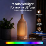 Devanti Ultrasonic Aroma Diffuser Aromatherapy 200ml LED Lights Iron Humidifier Forest Light wood grain - Rear View