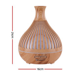 Devanti Ultrasonic Aroma Diffuser Aromatherapy 400ml LED Lights Iron Humidifier Forest Light wood grain - Side View