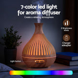 Devanti Ultrasonic Aroma Diffuser Aromatherapy 400ml LED Lights Iron Humidifier Forest Light wood grain - Rear View