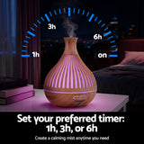 Devanti Ultrasonic Aroma Diffuser Aromatherapy 400ml LED Lights Iron Humidifier Forest Light wood grain - Close-Up Angle