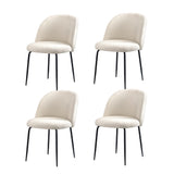Oikiture 90cm Round Dining Table with 4PCS Chairs Sherpa White