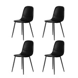 Oikiture 90cm Round Dining Table with 4x Dining Chairs PU Leather Black - Low Angle