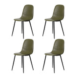 Oikiture 90cm Round Dining Table with 4x Dining Chairs PU Leather Green - Top-Down View