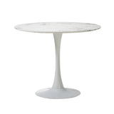 Oikiture 90cm Round Dining Table with 4x Dining Chairs PU Leather Green - Low Angle