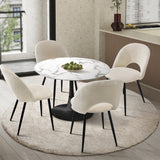 Oikiture 90cm Round Dining Table with 4PCS Chairs White and Black - Close-Up Angle