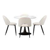 Oikiture 90cm Round Dining Table with 4PCS Chairs White and Black - Low Angle