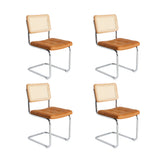Oikiture 90cm Round Dining Table with 4PCS Chairs PU Leather Brown