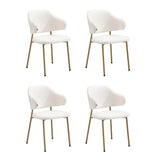 Oikiture 90cm Round Dining Table with 4x Dining Chairs Sherpa Gold&White