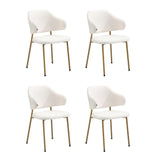 Oikiture 90cm Round Dining Table with 4x Dining Chairs Sherpa Gold&White - Front View
