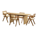 Oikiture 180cm Rectangular Dining Table with 4PCS Dining Chairs Wooden Walnut - Low Angle