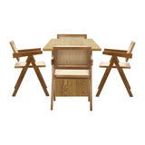 Oikiture 180cm Rectangular Dining Table with 4PCS Dining Chairs Wooden Walnut