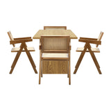 Oikiture 180cm Rectangular Dining Table with 4PCS Dining Chairs Wooden Walnut - Front View