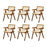 Oikiture 180cm Rectangular Dining Table with 6PCS Dining Chairs Wooden Walnut